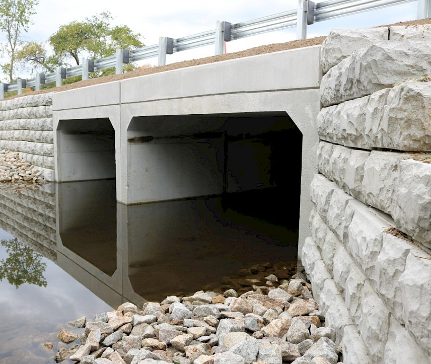 Cut Sandstone Retaining Wall around two culverts